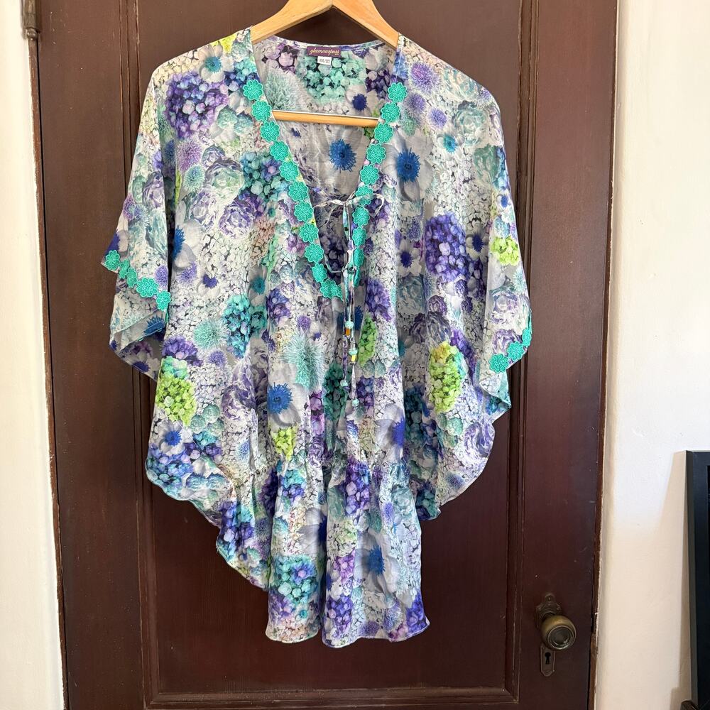 GLAMOURPUSS | Lightweight Cotton / Silk V Neck St Barths Swim Cover Up Tunic